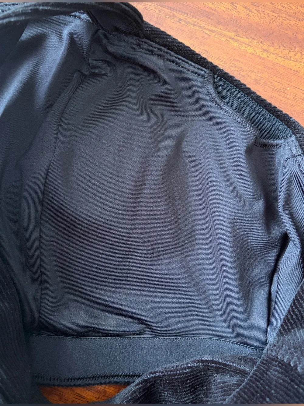 Alo Yoga Black Micro Corduroy Winter Break Bra